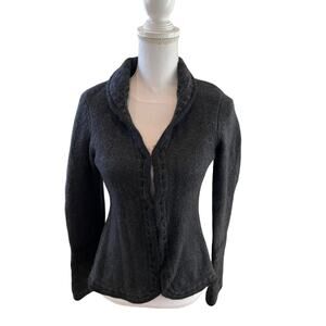 Mariele Waithe Cashmere Cardigan Sweater Charcoal Gray *Repair M